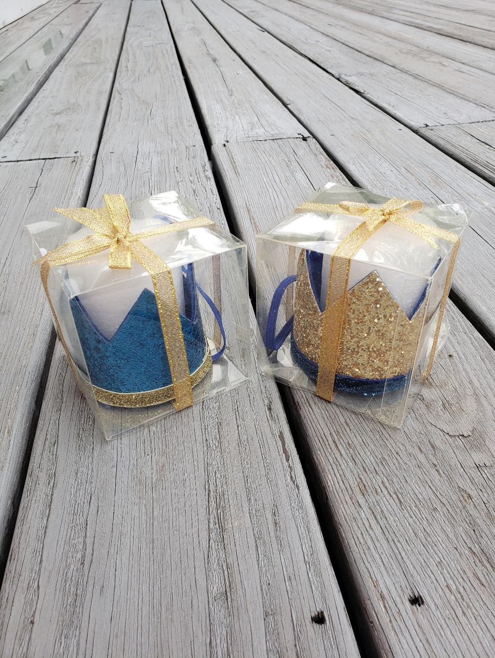 Baby's First Blue Glittery Crown Birthday Hats